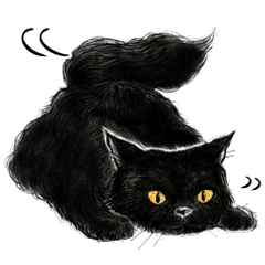 【無料】ブシュロンのミューズ、自由気ままな黒猫【LINEスタンプ】