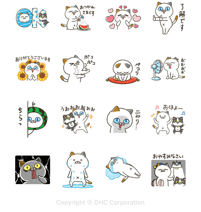 【無料】動く！夏のタマ川ヨシ子（猫）第32弾【LINEスタンプ】