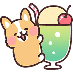 【無料】夏のまるまるコーギー♡アレンジできる！【LINEスタンプ】